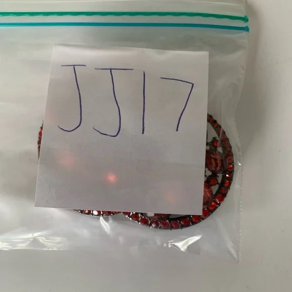 Vintage Red Jeweled Hoop Earrings Drop Rhinestones Stud Top Pierced Ears - Picture 15 of 15